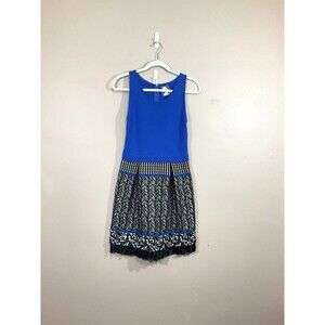 Anthropologie Girls from Savoy Womens Wool Blend Sheath Dress S Blue Mixed Print